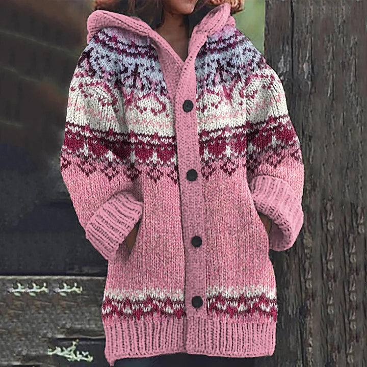 Ella | Strickjacke aus e für Damen mit Rundhalsausschnitt und langen Ärmeln