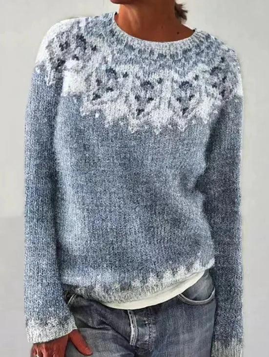 SILVIA | Retro-Pullover für Damen mit Rundhalsausschnitt und langen Ärmeln