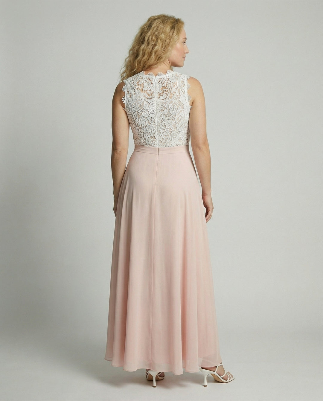 Damen Ärmelloses Spitzen-Maxikleid mit Rundhalsausschnitt