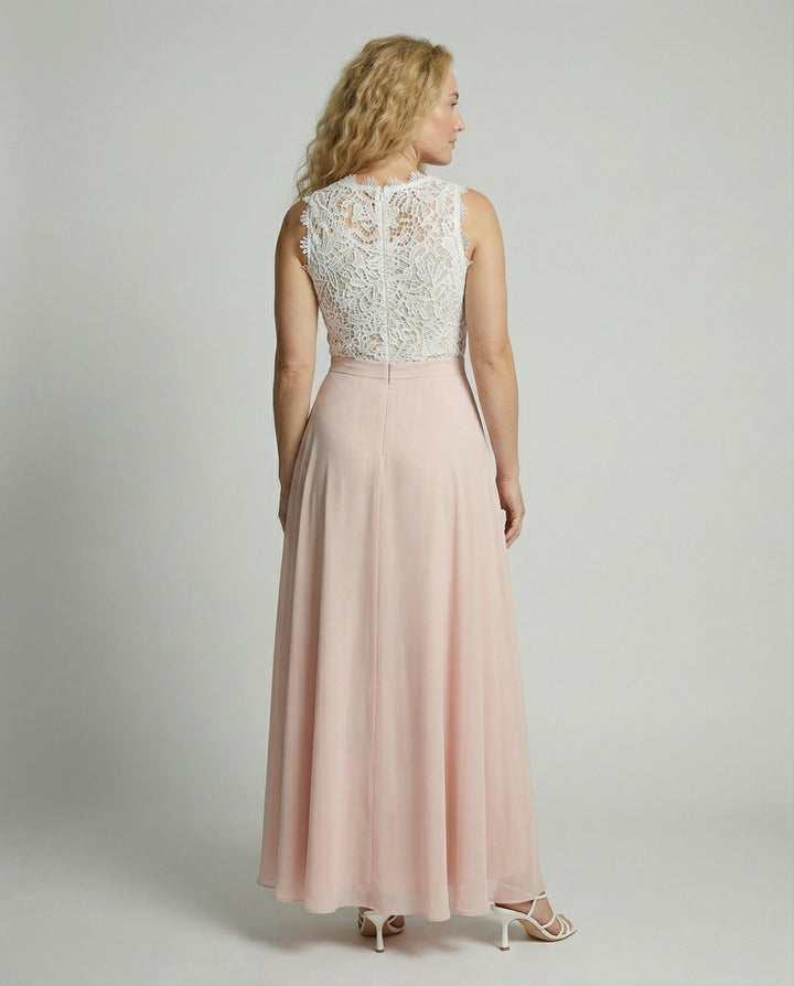 Damen Ärmelloses Spitzen-Maxikleid mit Rundhalsausschnitt