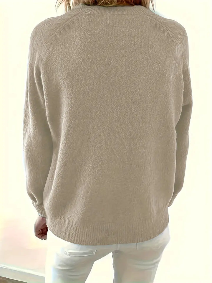 Caroline | Solider Pullover für Damen mit Halber Knopfleiste