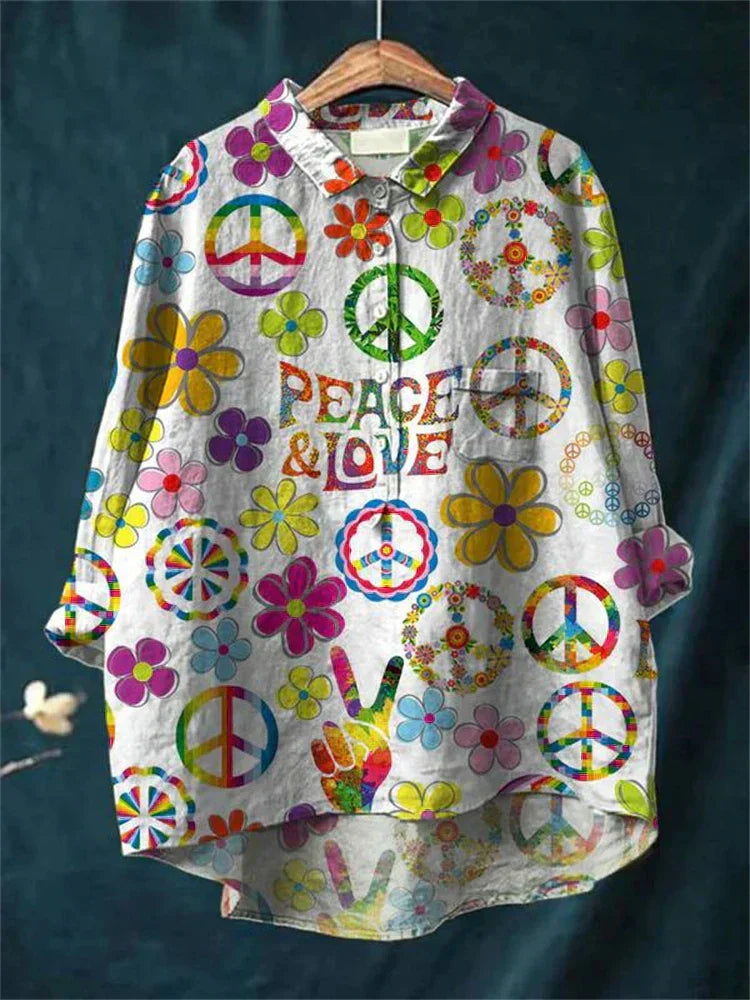 Hippie | Friedenskunst T-Shirt mit langen Ärmeln