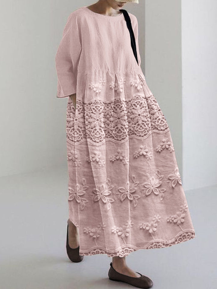 Thalina | bedrucktes Kleid mit Sternenmuster und Rundhalsausschnitt