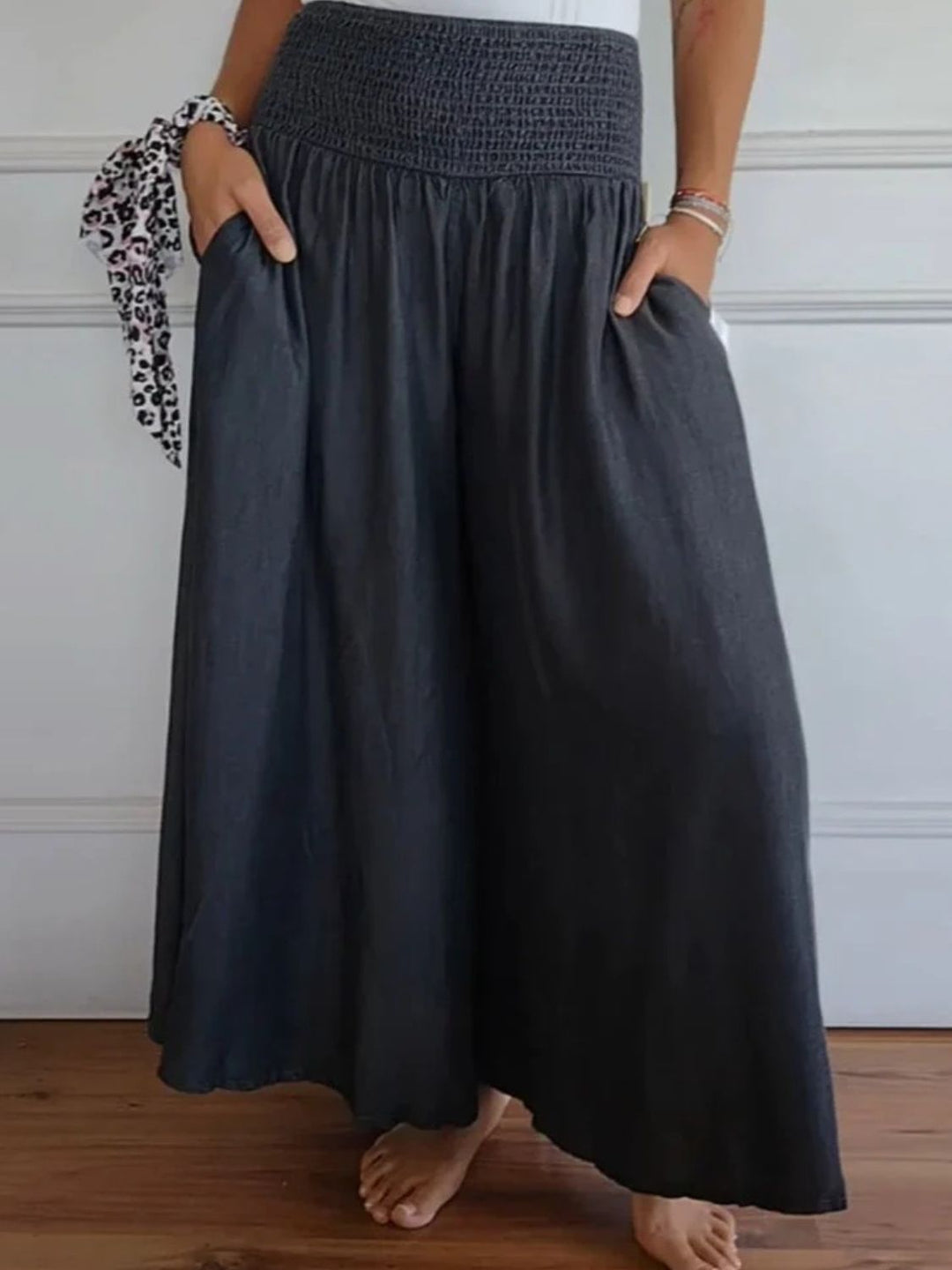 Marlene | Weit geschnittene für den Sommer Hose für Damen mit Blumenmuster