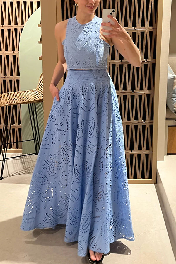 Althea | Romantisches Co-ord-Set für Damen mit Blumenmuster und Rundhalsausschnitt