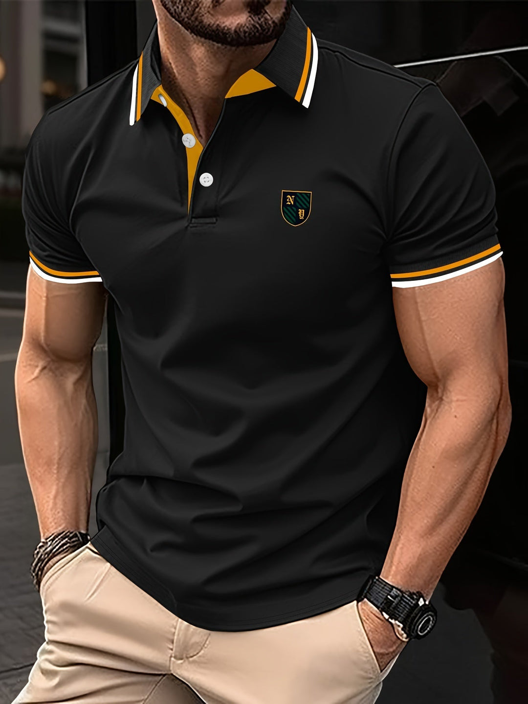 Elliot | Herren Freizeit-Polohemd mit kurzen Ärmeln und Streifen