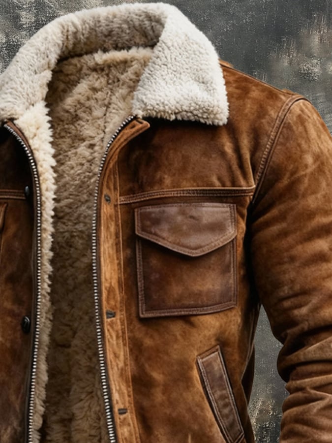 DJANI | Sherpa Jacke für Herren mit Rundhalsausschnitt und langen Ärmeln