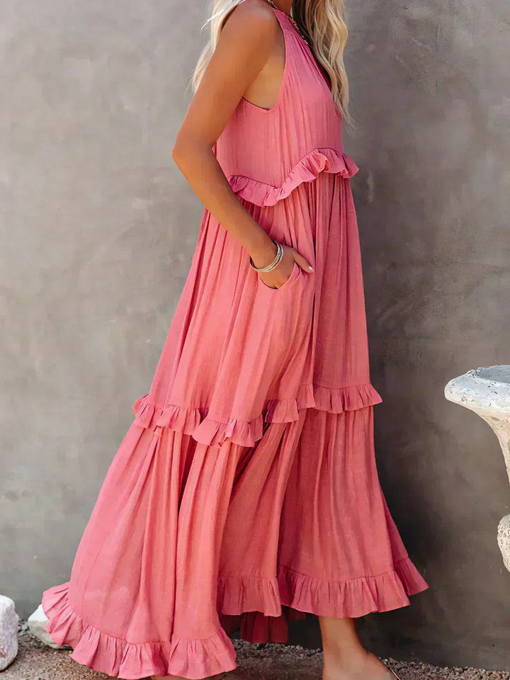 Sarah | Halter Rüsch Maxi Kleid (Fast ausverkauft) für Damen