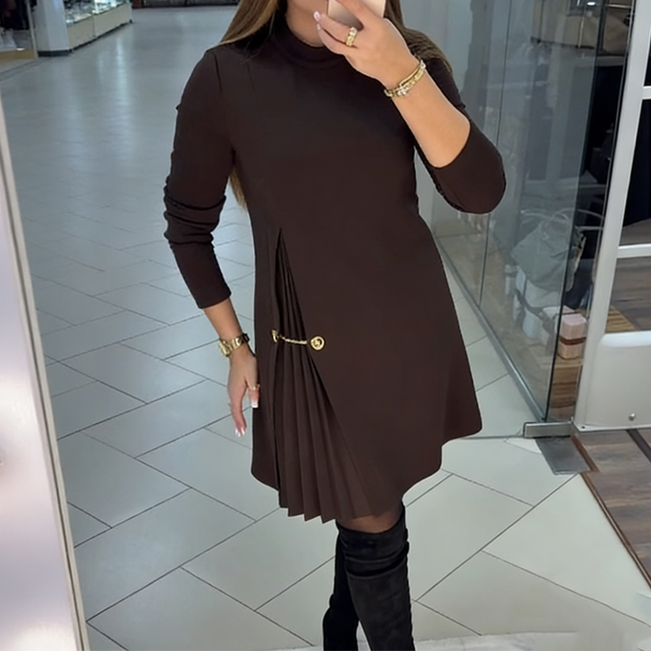 Stylisches Langarmkleid für Damen mit gefältelten Details