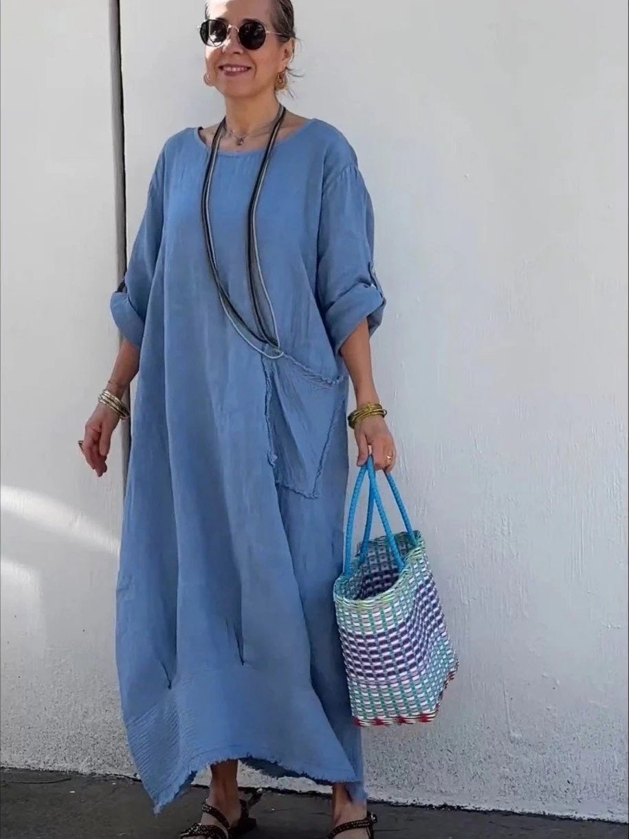 Leonore | Luftiges Oversized Maxikleid für Damen mit Rundhalsausschnitt
