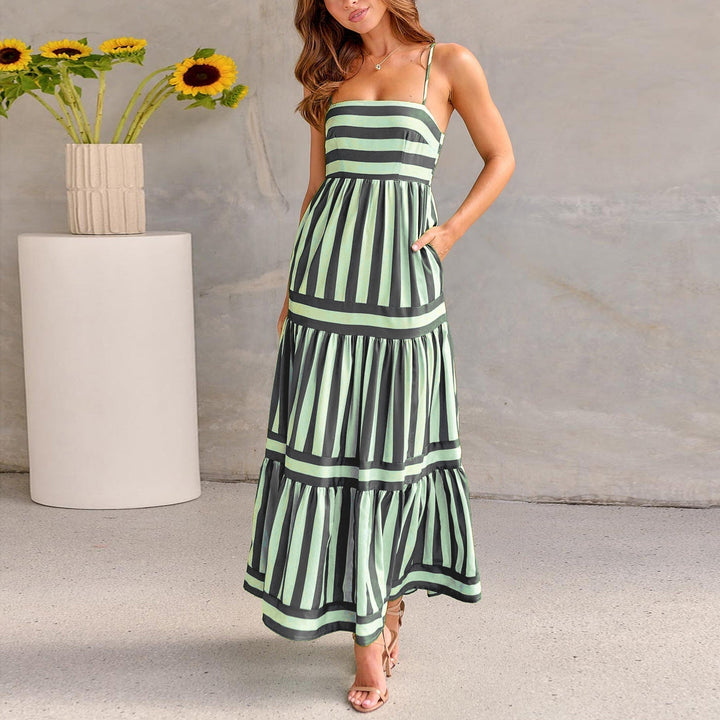 Marisol | Gestreiftes Maxikleid für Damen mit Trägern und Taschen