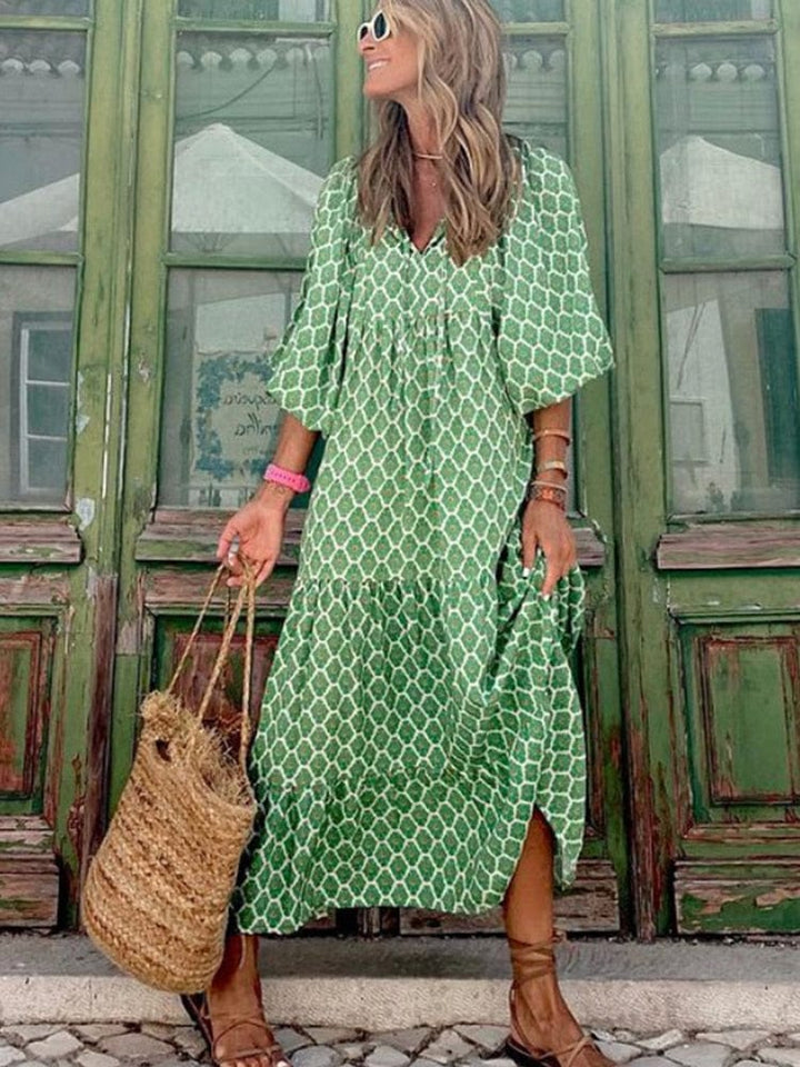 Merel | Bohemian Maxikleid mit langen Ärmeln