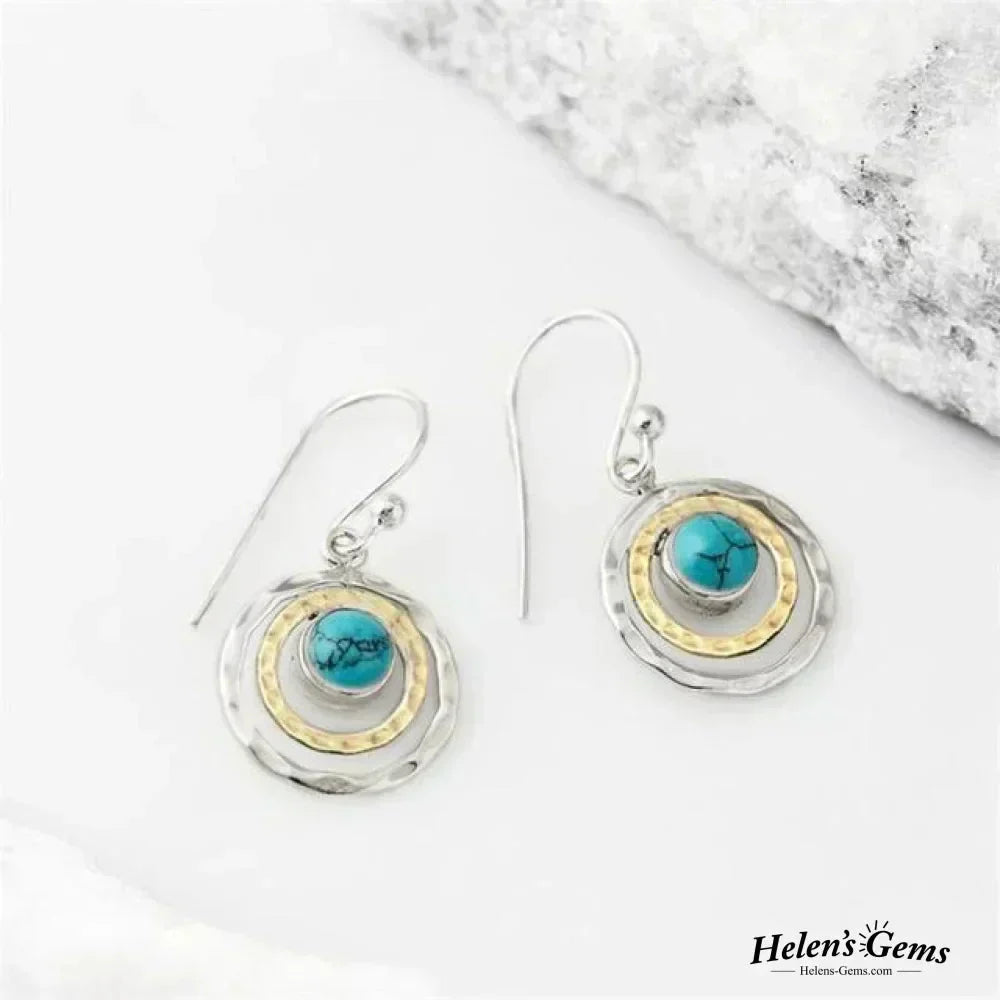 Boho Saturn Ohrringe: Türkis und Gold für Damen