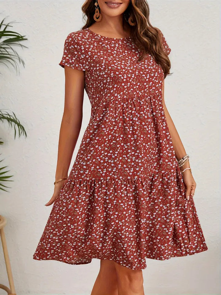 Valeria | Vintage-Abendkleid mit Blumenmuster und Rundhalsausschnitt