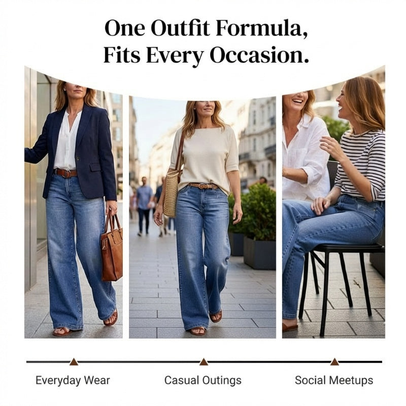 Retro Hochtaillierte Weite Jeans für Damen mit hohem Bund