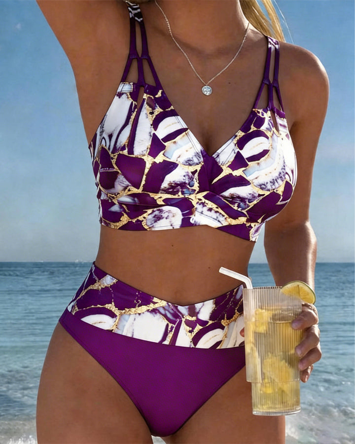 Luna | Damen V-Ausschnitt Strap Bikini mit Bindung