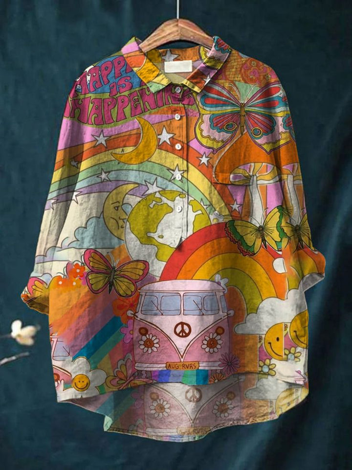 Hippie | Friedenskunst T-Shirt mit langen Ärmeln
