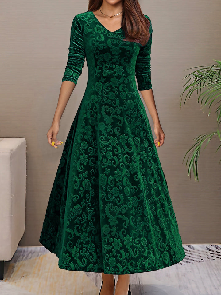 Nancy | s Feiertagskleid für Damen mit Blumenmuster und V-Ausschnitt