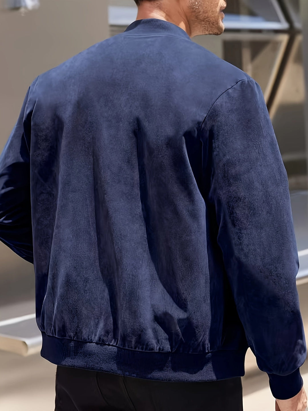 Dex | Klassische Wildleder-Zipperjacke für Herren mit Rundhalsausschnitt