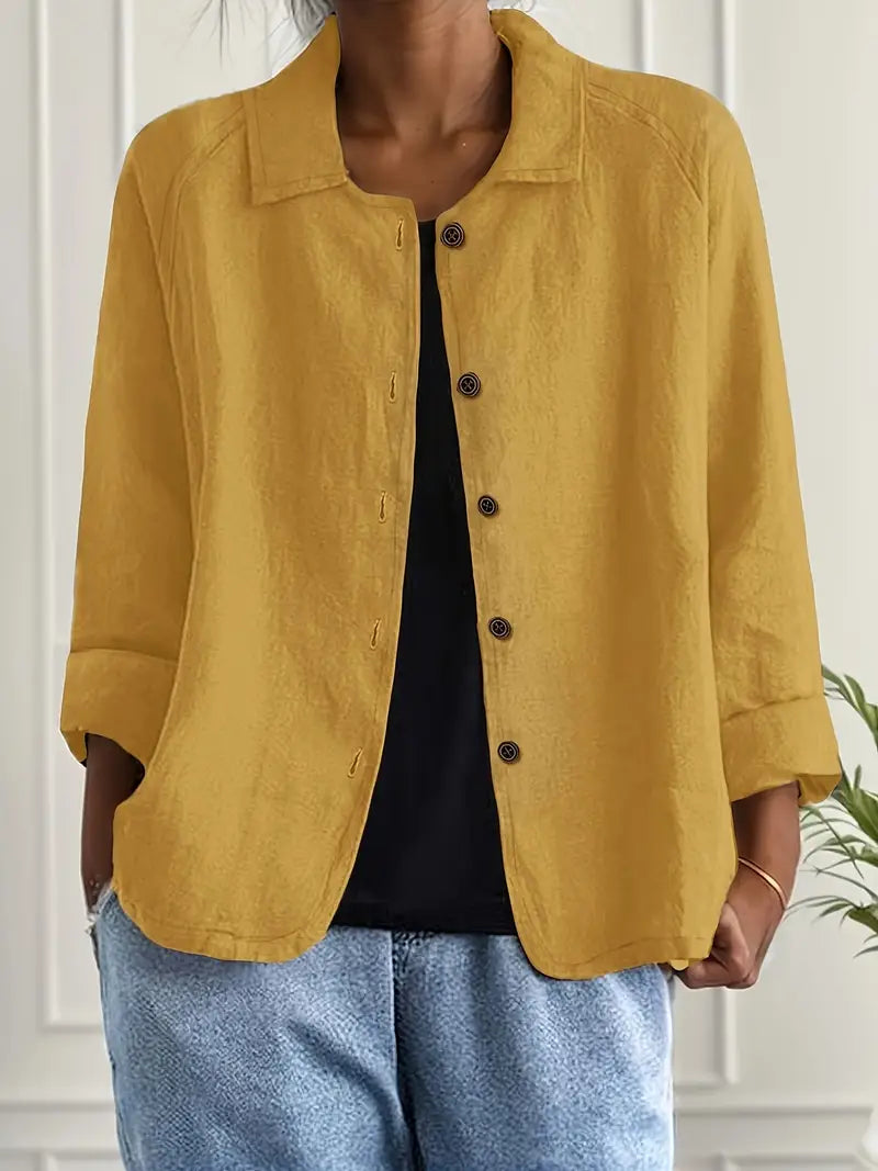 Marilla | Klassischer leichter Hemd-Cardigan für Damen mit 3/4-Ärmeln