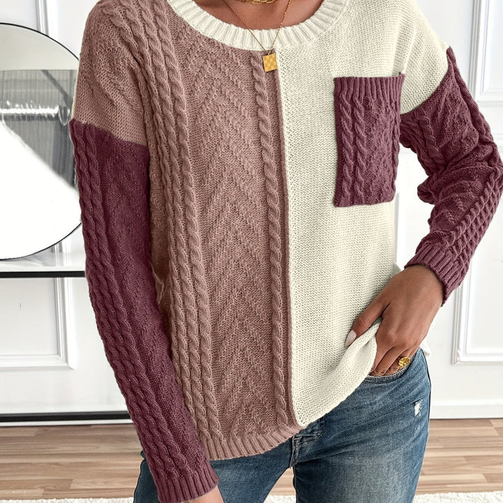 Mara | Damen Pullover mit Tasche und Rundhalsausschnitt