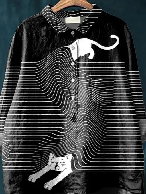 Coco | Katzenkunst Shirt mit langen Ärmeln