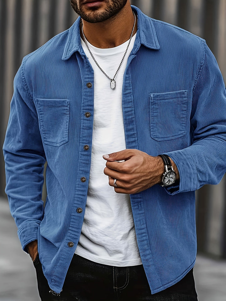 Lukas | Herren Langarm-Overshirt mit Knöpfen und Taschen