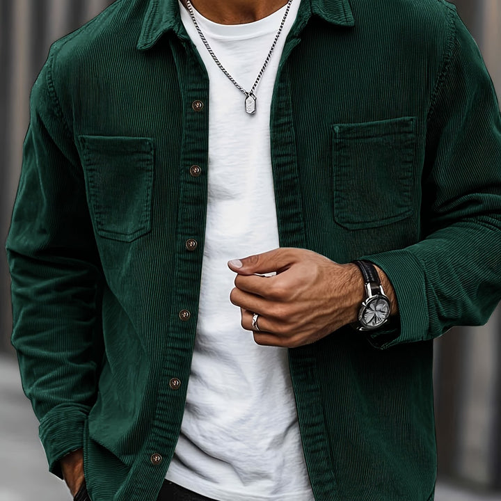 Lukas | Herren Langarm-Overshirt mit Knöpfen und Taschen