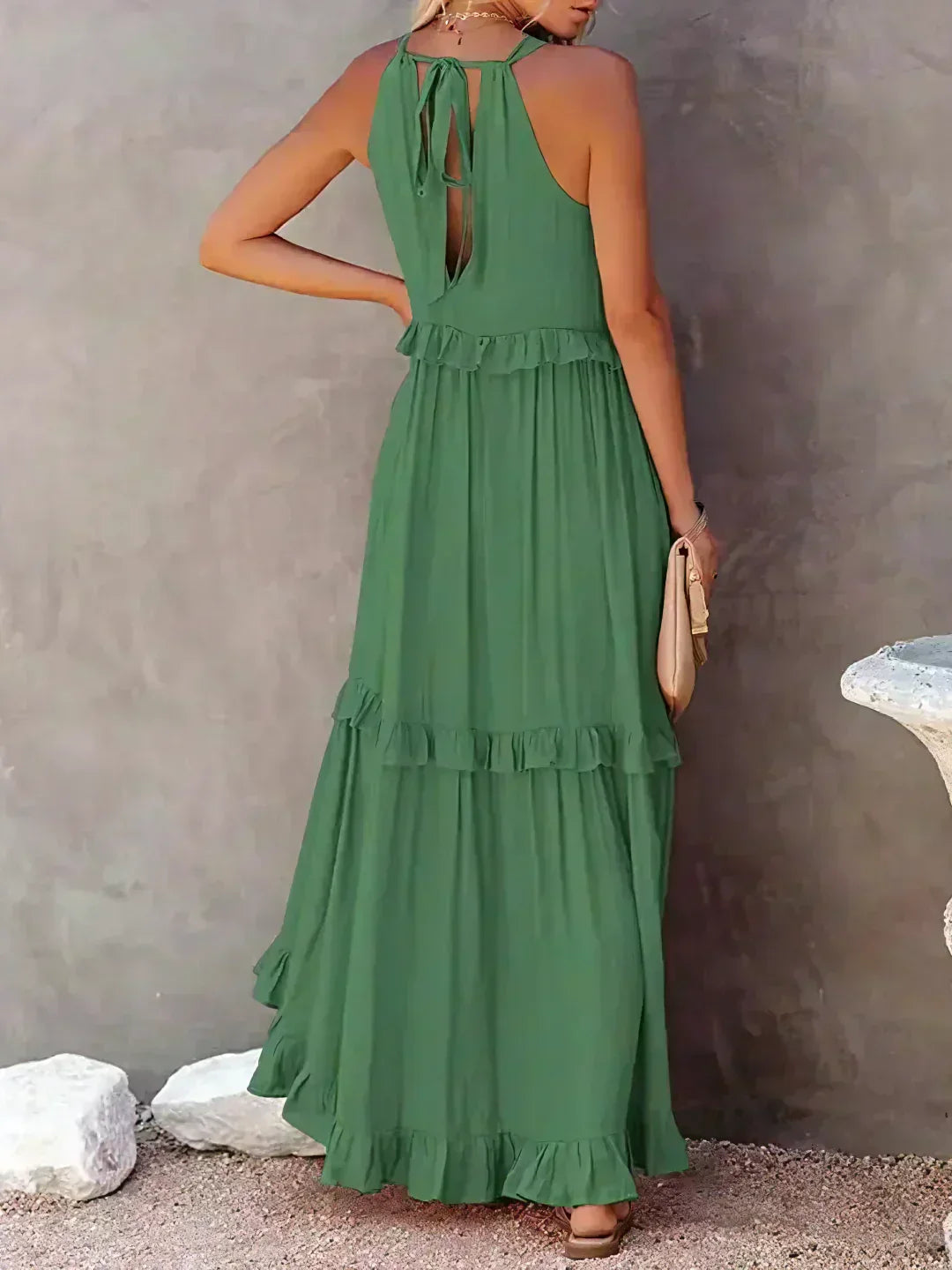 Sarah | Halter Rüsch Maxi Kleid (Fast ausverkauft) für Damen