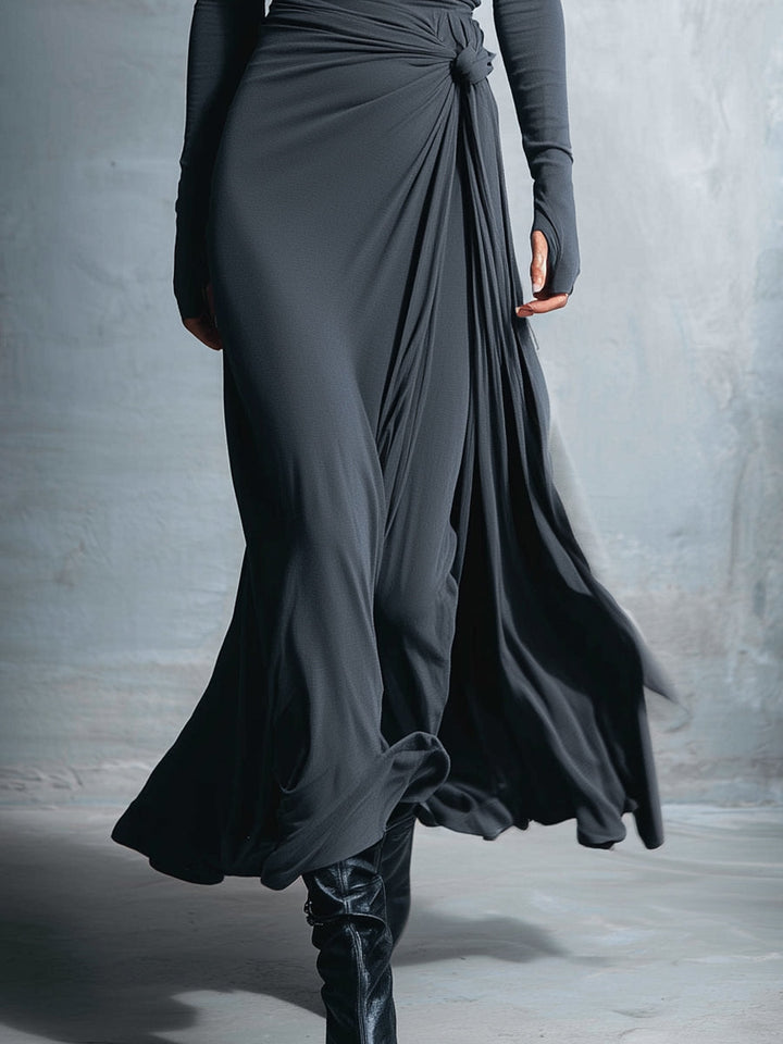 Vittoria ❘ Maxikleid für Damen mit seitlichem Knoten und Rundhalsausschnitt
