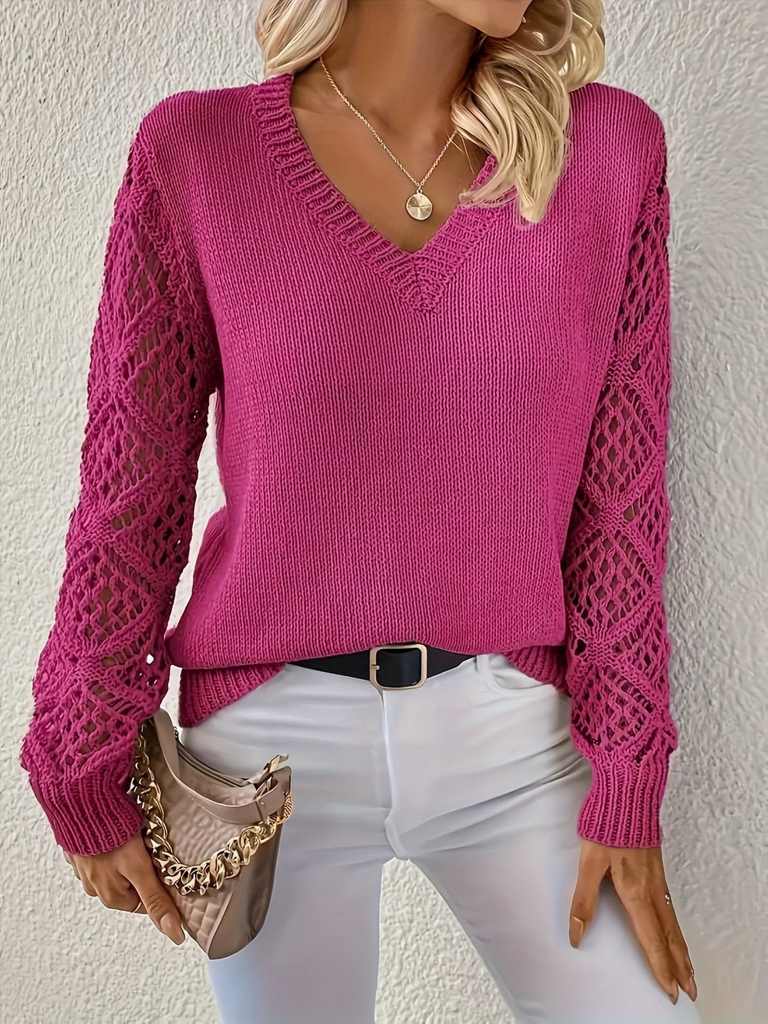 Wendy | Stilvoller Langarm-V-Ausschnitt-Pullover für Damen