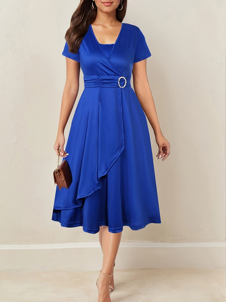 Hilda | Elegantes Abendkleid für Damen mit Strass-V-Ausschnitt