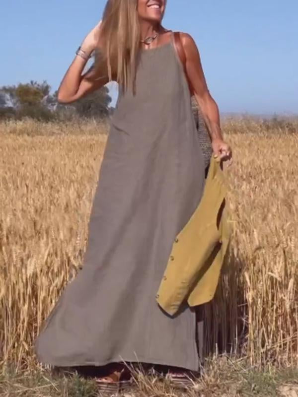 Lässiges langes Maxikleid und für Damen mit Rundhalsausschnitt
