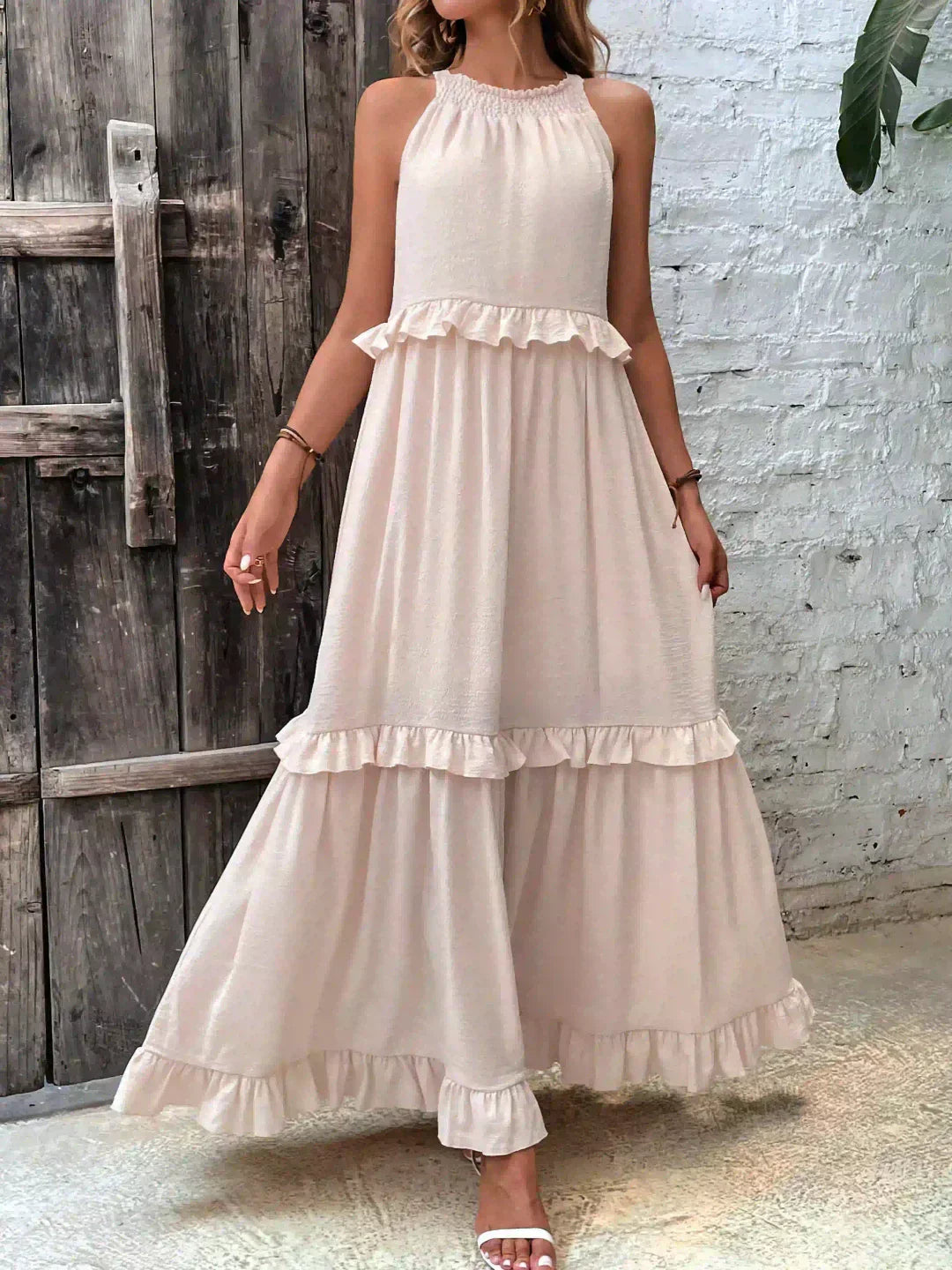 Sarah | Halter Rüsch Maxi Kleid (Fast ausverkauft) für Damen