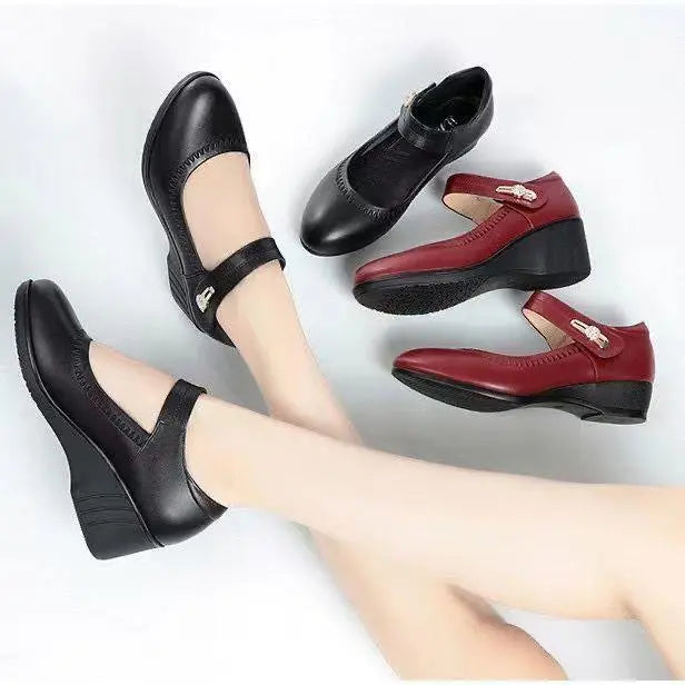 Anna | Damen Keilabsatz Mary-Jane-Schuhe