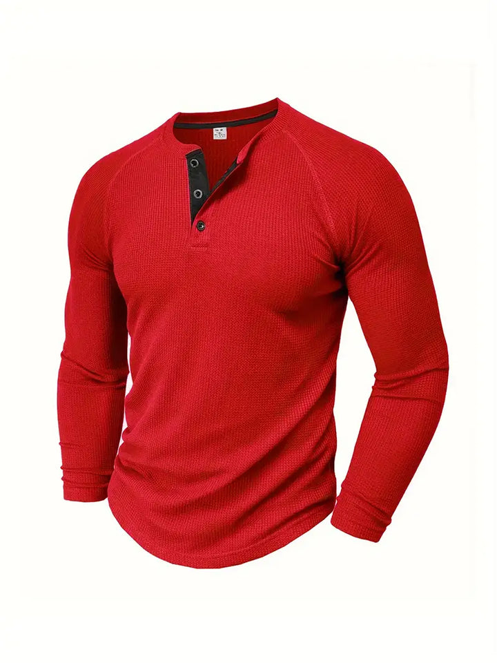 Chad | Herren Henley-Shirt mit Rundhalsausschnitt und langen Ärmeln