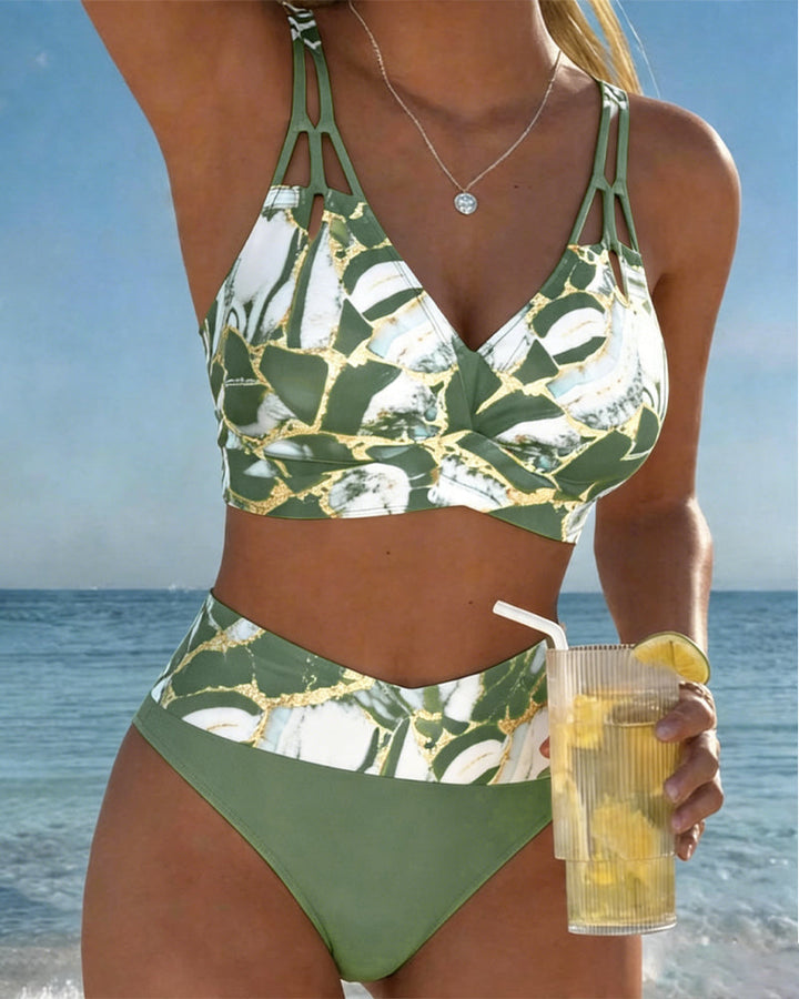 Luna | Damen V-Ausschnitt Strap Bikini mit Bindung