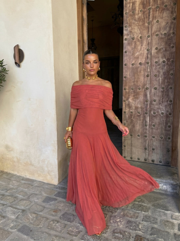 Serena | Damen Maxi Off-Shoulder Kleid