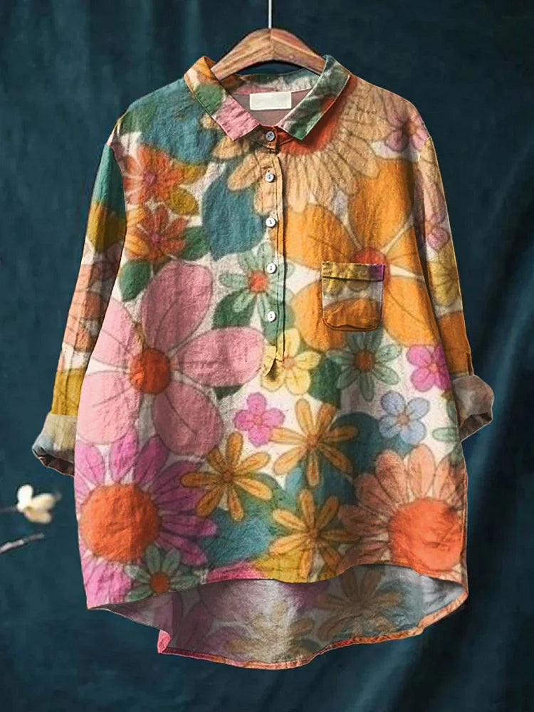 Layla | Floral Art Shirt mit langen Ärmeln
