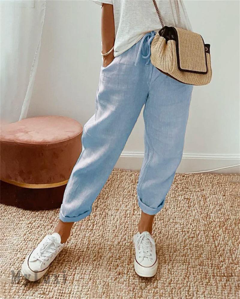 Damen Relaxed Fit Hose mit hohem Bund