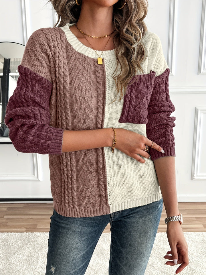 Mara | Damen Pullover mit Tasche und Rundhalsausschnitt