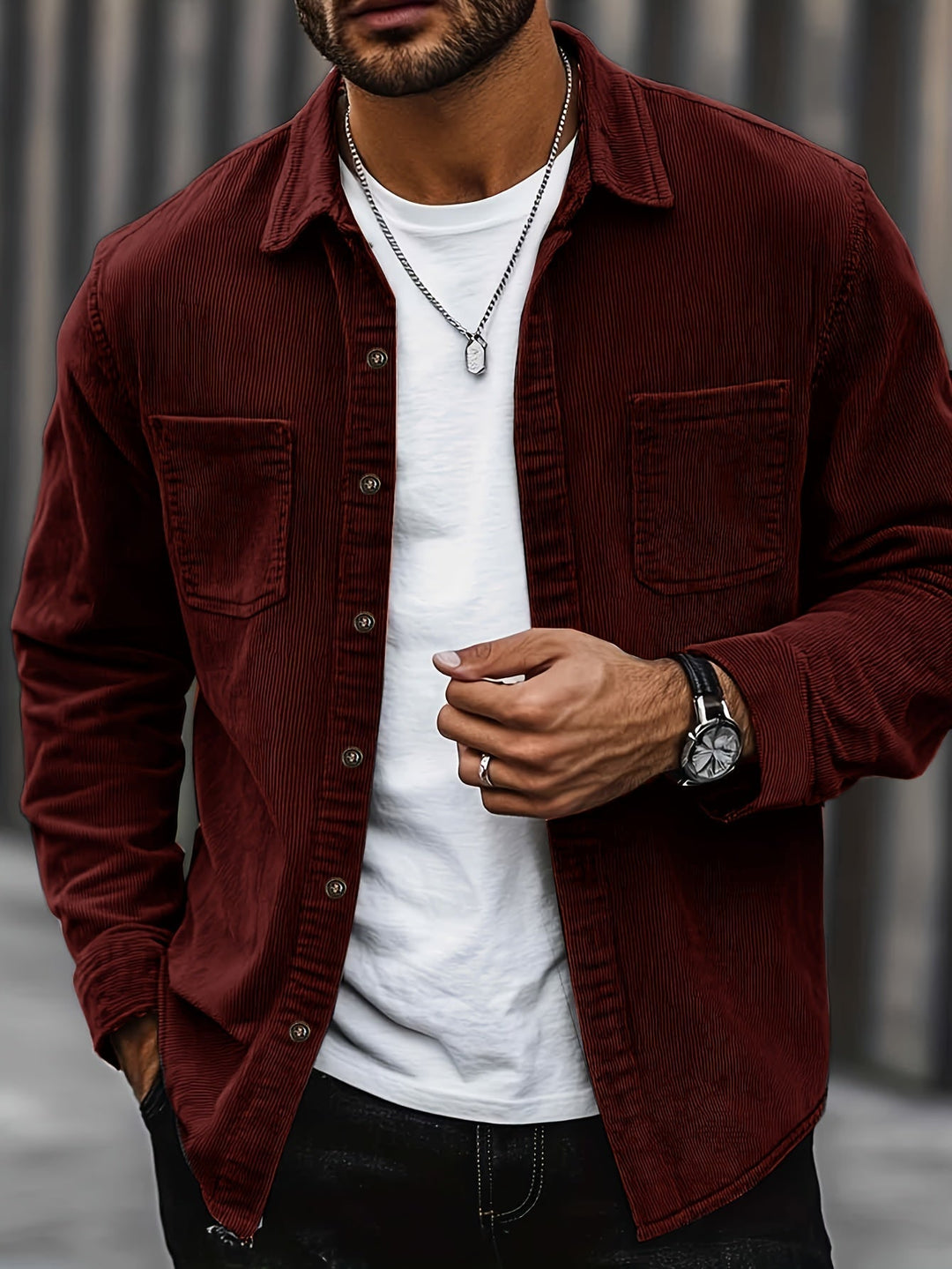 Johan | Herren Cordhemdjacke mit langen Ärmeln