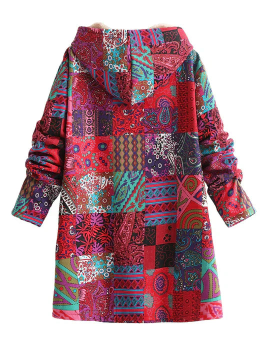 Remi | Bequeme Patchwork-Jacke für Damen mit Kapuze und langen Ärmeln
