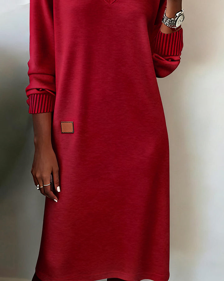 Carmen | Pulloverkleid für Damen mit V-Ausschnitt und langen Ärmeln