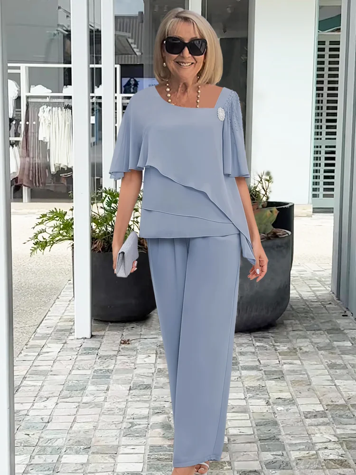Wylie | Strahlendes Charm Zwei-Teile Set für Damen mit Rundhalsausschnitt