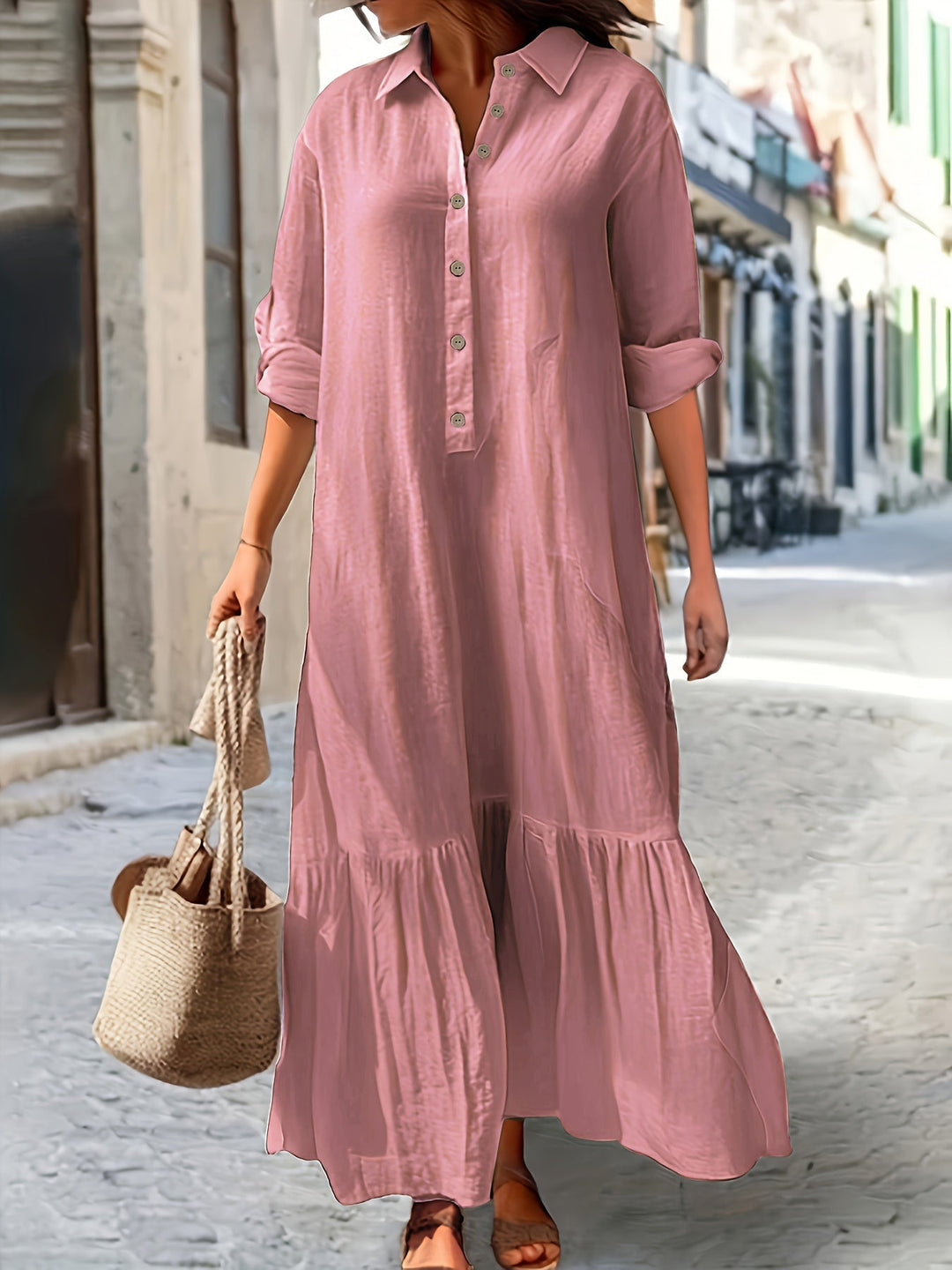 Ayla | Sommerkleid für Damen mit 3/4-Ärmeln und langen Ärmeln