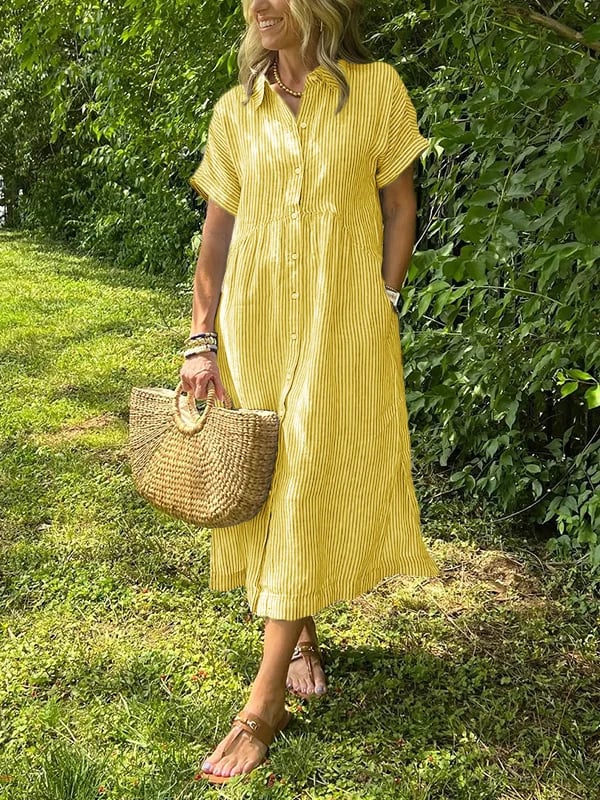 Gwen | Gestreiftes Hemdkleid für Damen mit Streifen und langen Ärmeln