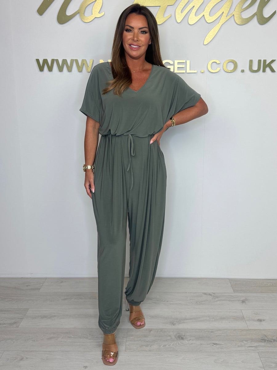 Cora | V-Ausschnitt Bindeträger Jumpsuit für Damen