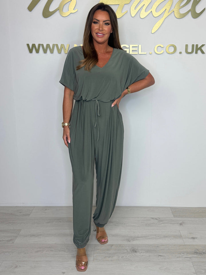 Cora | V-Ausschnitt Bindeträger Jumpsuit für Damen