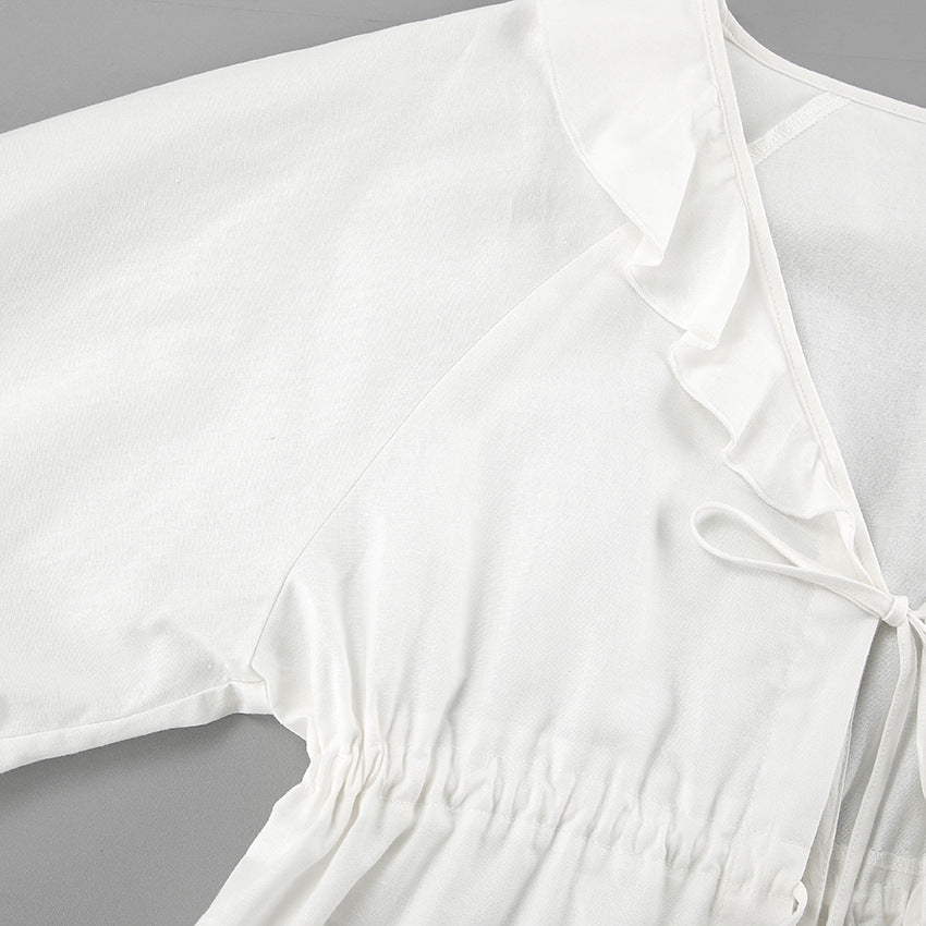 Alexandra | Rüschenshirt mit Bindeband und Shorts Set